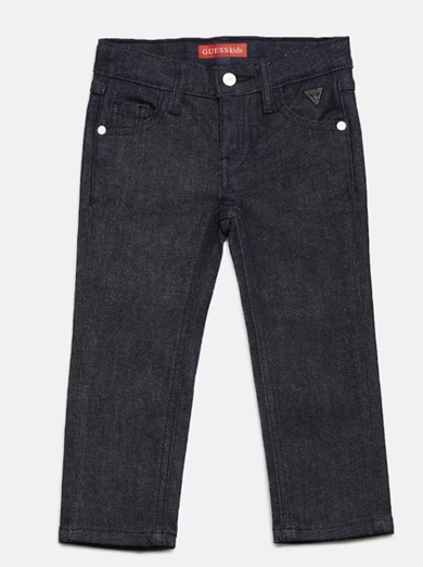 A pair of dark wash boy jeans