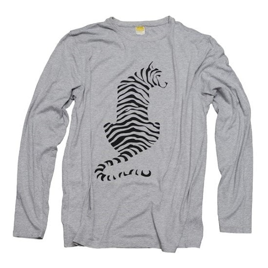 Long sleeve unisex grey T-shirt with tiger print that donates to WWF