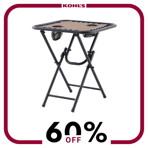 A black folding end table