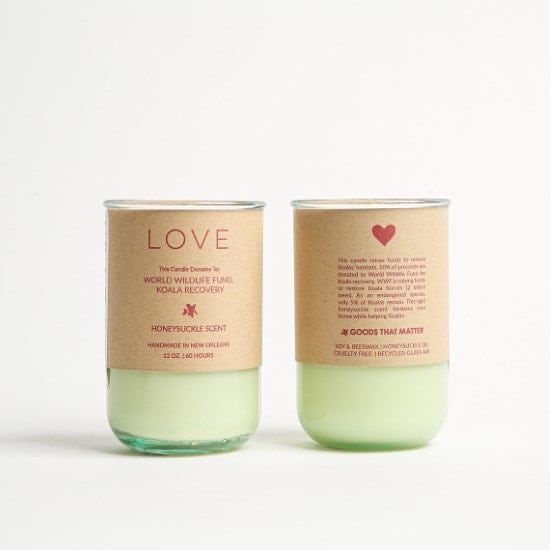 Honeysuckle Love candles that donate to World Wildlife Fund Koala Recovery