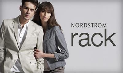 Nordstrom Rack lifestyle of male and female with logo