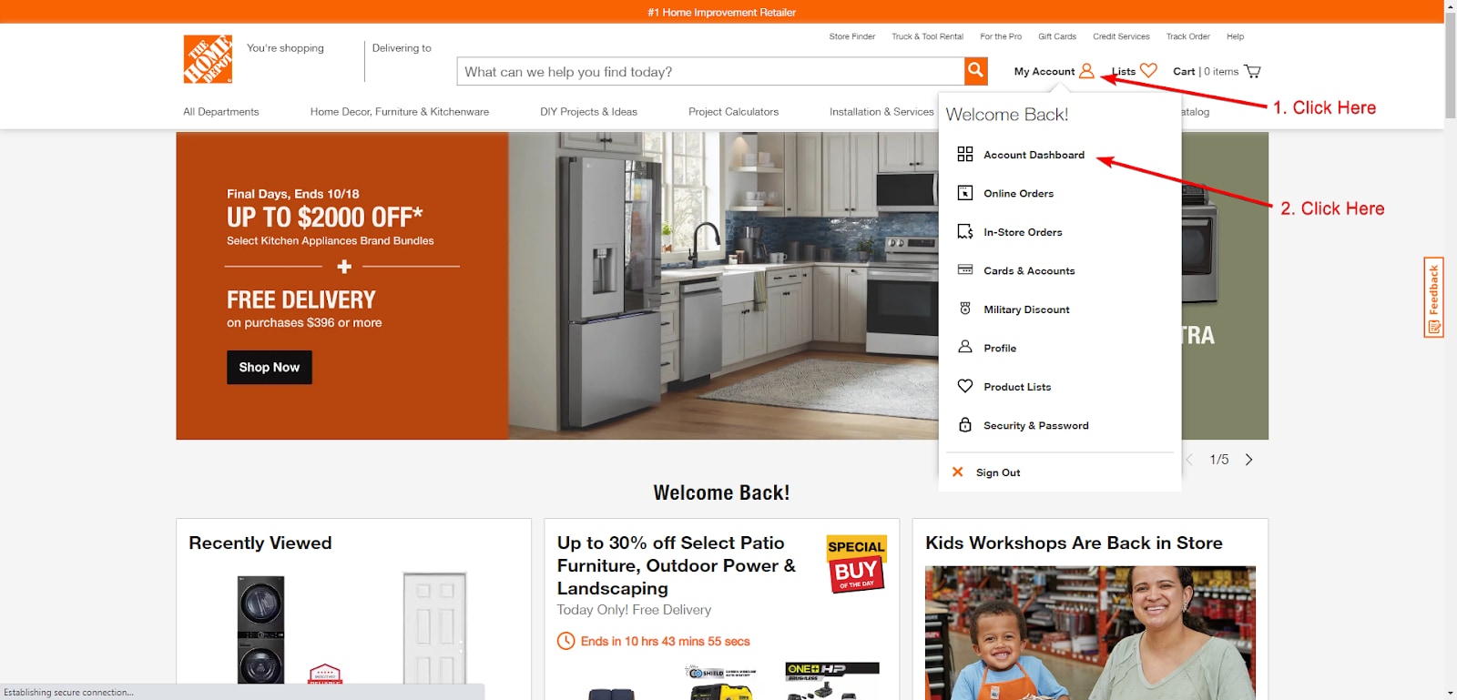 Home Depot Member Home Page