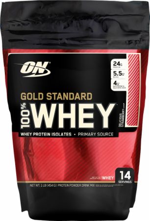 Whey Protein Powder from Optimum Nutrition in red and black bag
