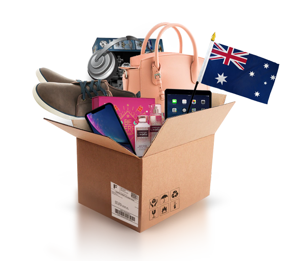 box with various products and the flag of australia