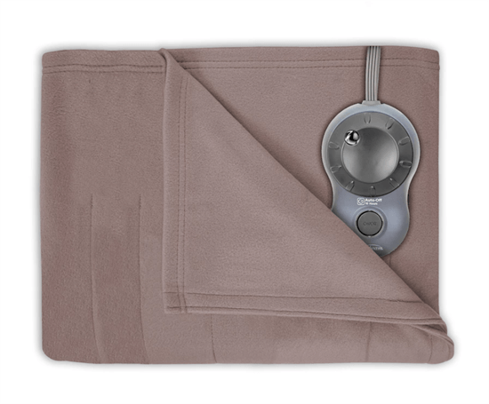 Brown blanket with silver controller