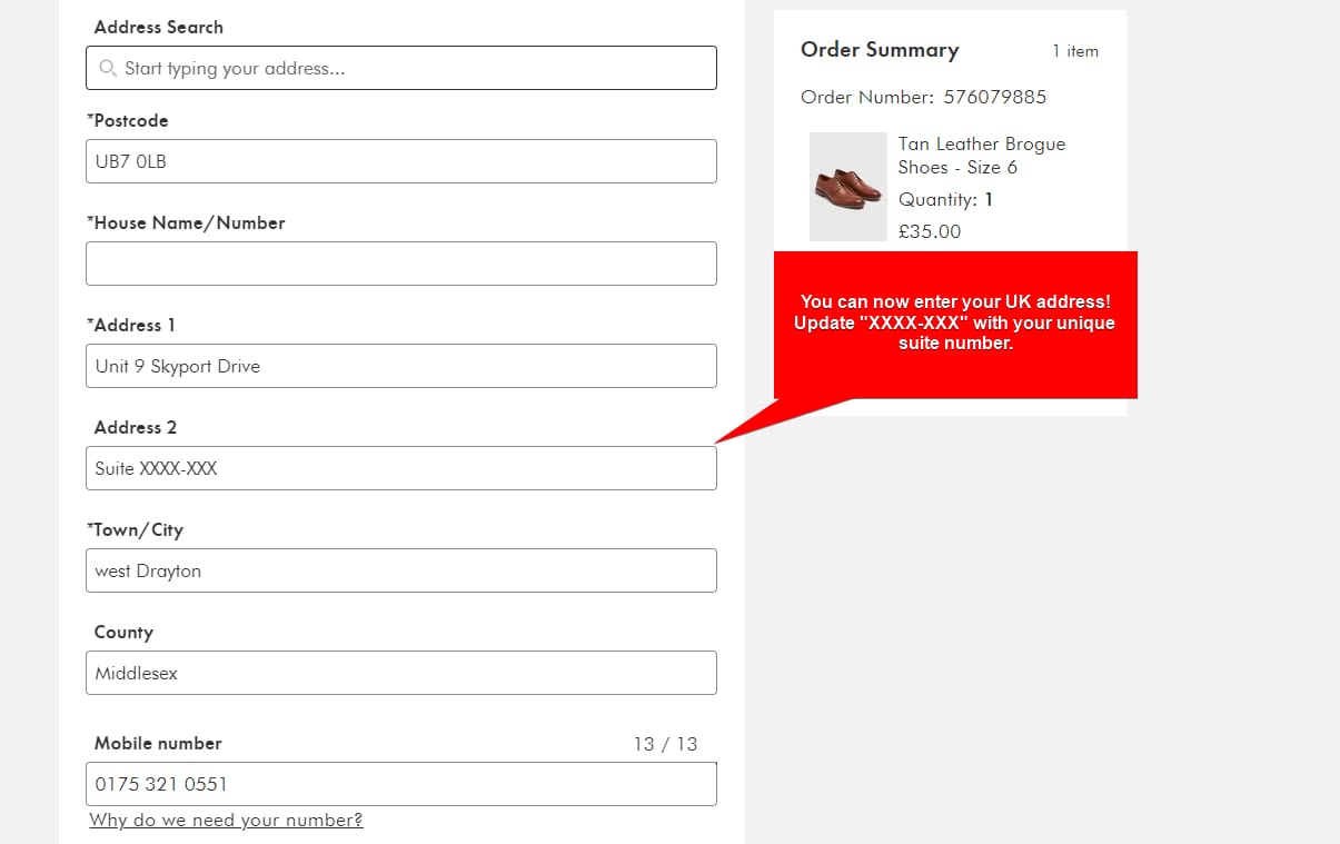 Add MyUS Address to Matalan Guest Checkout