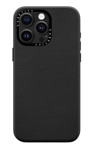 A black leather iPhone case