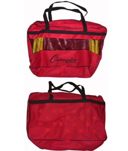 Red Champion Sports adjustable hurdle kit with a carrying bag.