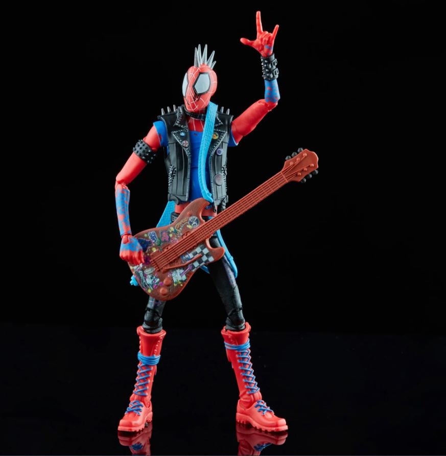6 inch action figure of Spider-Punk Hobie Brown with brown guitar and leather attire