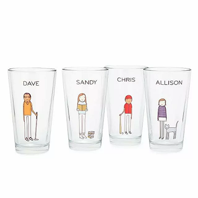 Four personalized family tumblers