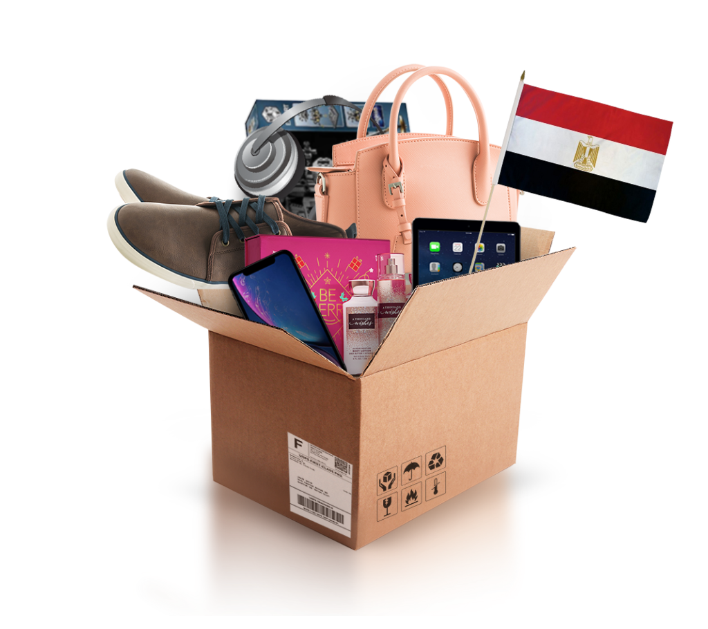 box with various products and the flag of egypt