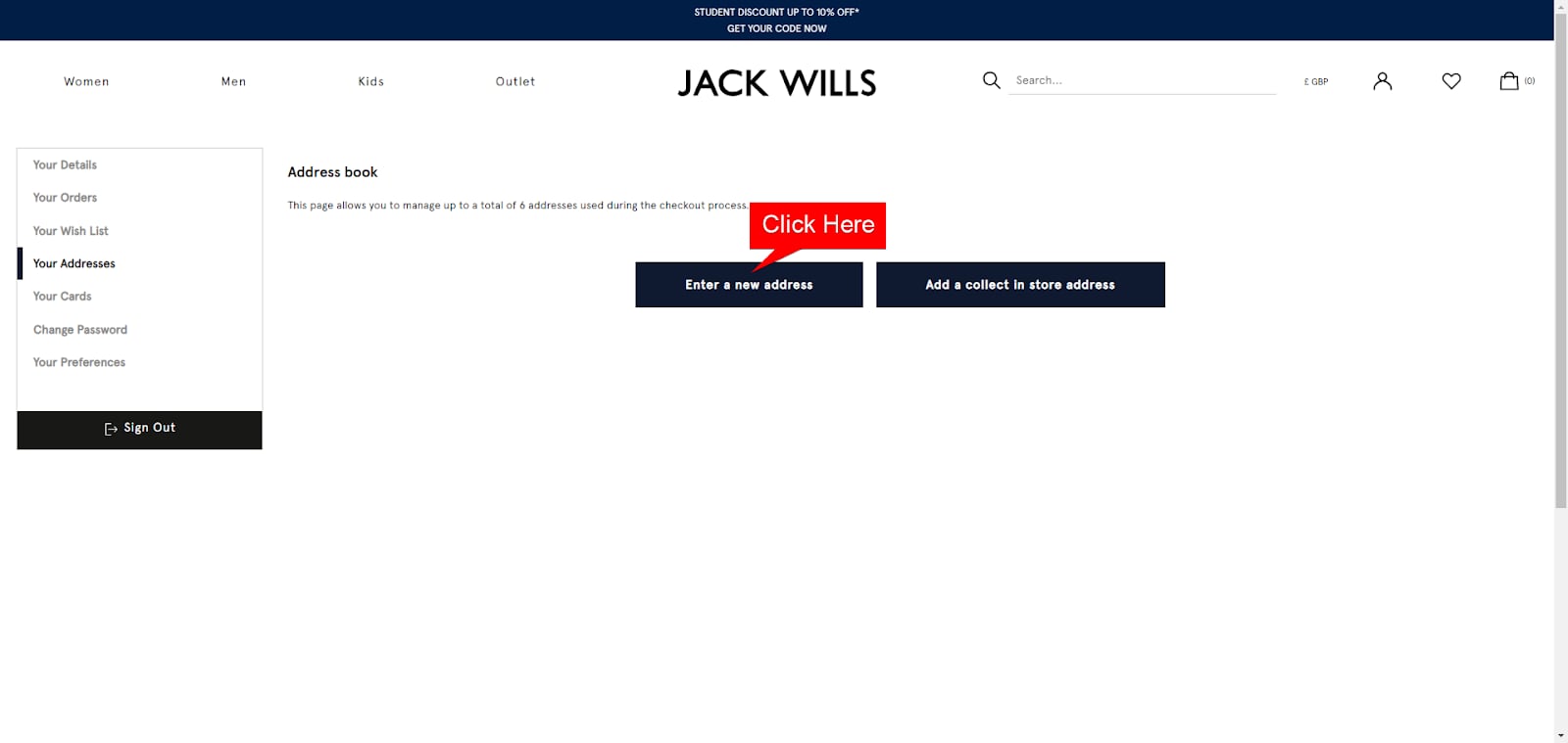 Jack Wills Account Information