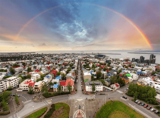 Ariel photograph of Reykjavik by Inga, founder of Tiny Iceland