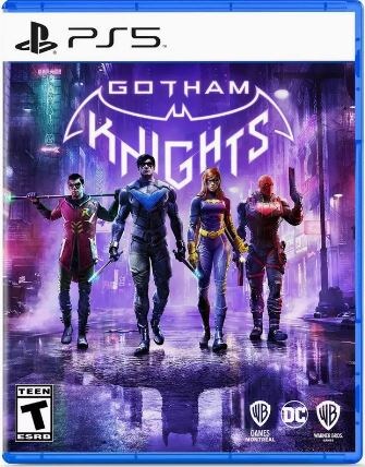 gotham knights video game featuring characters robin, nightwing, batgirl, and red hood