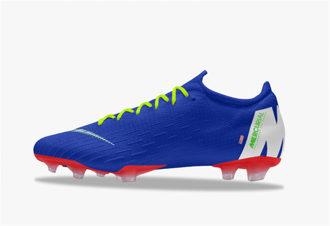 Customized Nike Football Cleats in Blue Yellow and Red