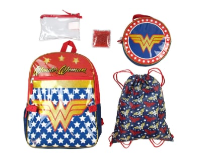 DC Comics Wonder Woman Backpack Lunch Bag Pencil Case Drawstring Sportpack 5pc Set