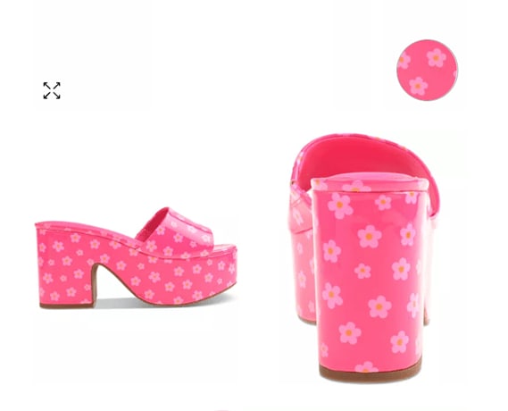 Hot Pink with Daisy Flower Melborne Platform Sandals 