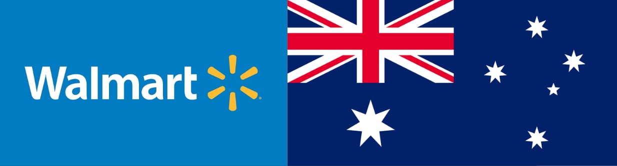 Walmart logo and flag of Australia