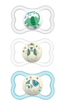 MAM Air Day & Night Baby Pacifier, for Sensitive Skin, Glows in The Dark, 3 Pack, 16+ Months, Unisex