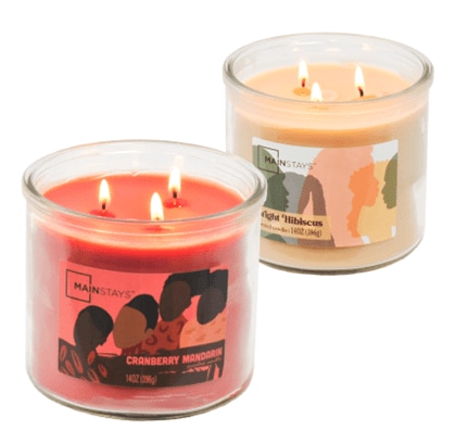Orange and peach 3-wick Mainstays scented candles