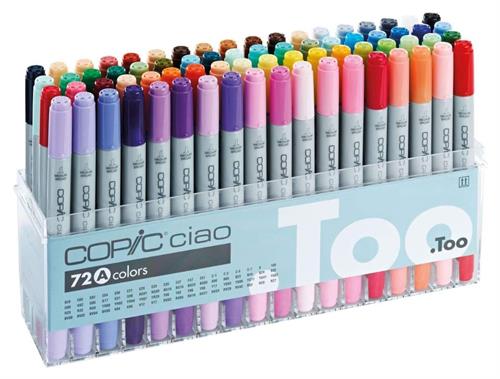 Set of 72 Copic Premium artist markers in a clear plastic case