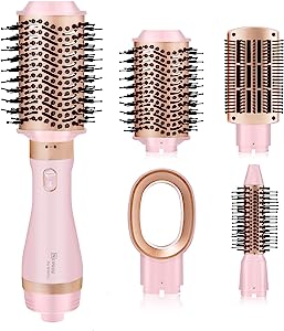 pink nicebay hair dryer brush for straightening, drying, curling, with multi-temperature settings