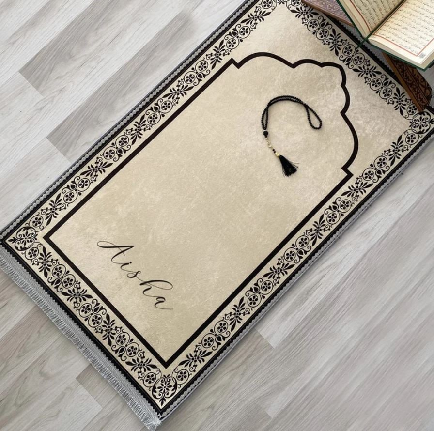 beige personalized prayer mat from Etsy