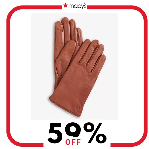 A pair of tan gloves