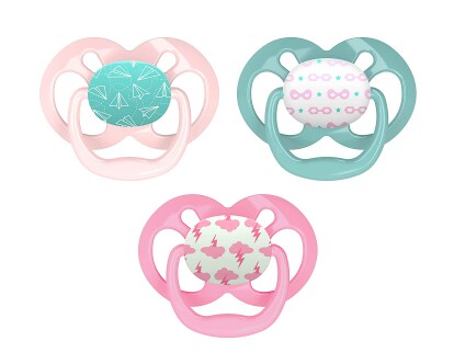 Dr. Brown's Advantage Reversible Baby Pacifier, Breathable Open Shield for Max Airflow, 100% Silicone Rounded Bulb, Pink Glow-in-the-Dark, 3-Pack, 6-18m 3 Pack, Pink, Glow-in-the-Dark