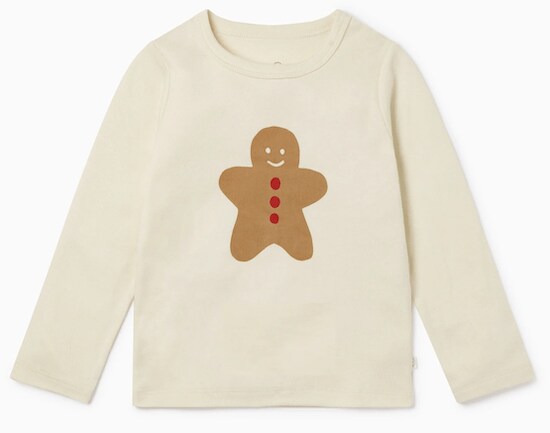 A tofu-colored Gingerbread Long Sleeve Tee in front of a white background 