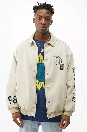 Mens Black and Yellow Letterman Jacket - Classic Varsity Style