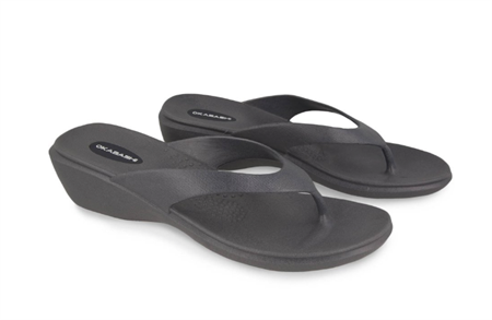 A pair of black foam sandals