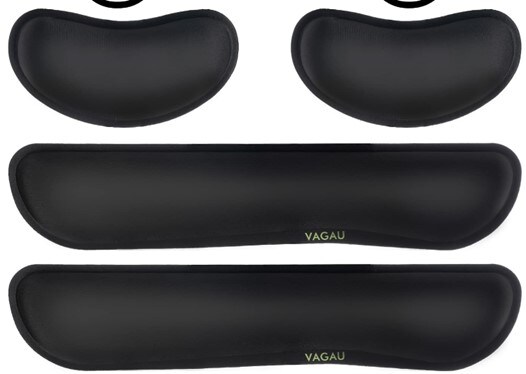 A black set of VAGAU premium keyboard wrist rest and mouse pad
