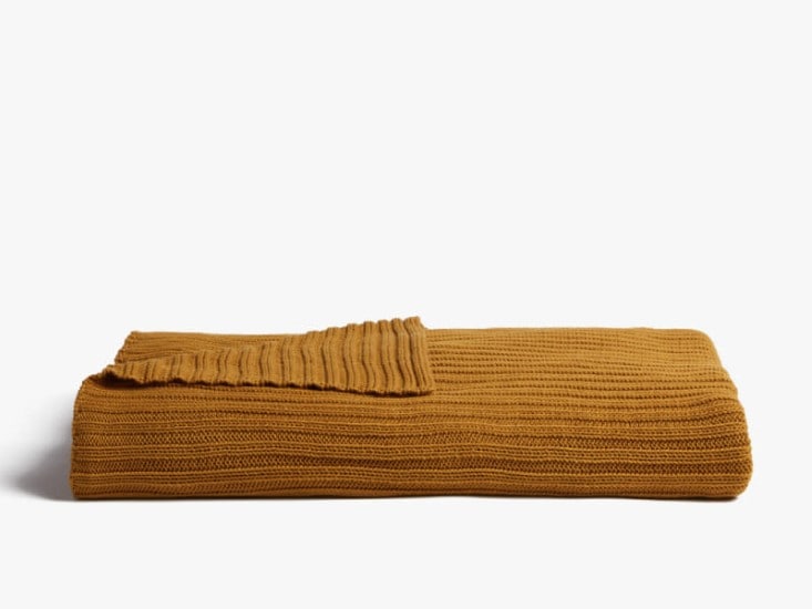 Parachute oversized rib knit throw blanket in ochre