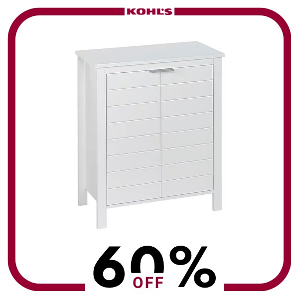 A white floor cabinet