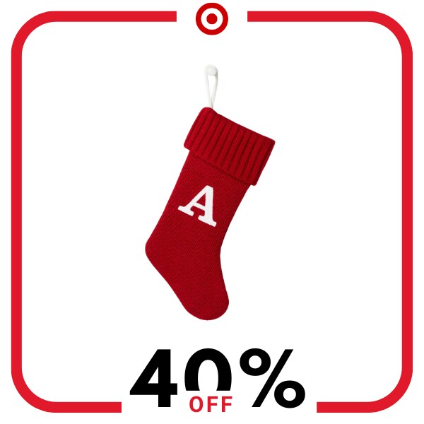 A red stocking with a white A on it