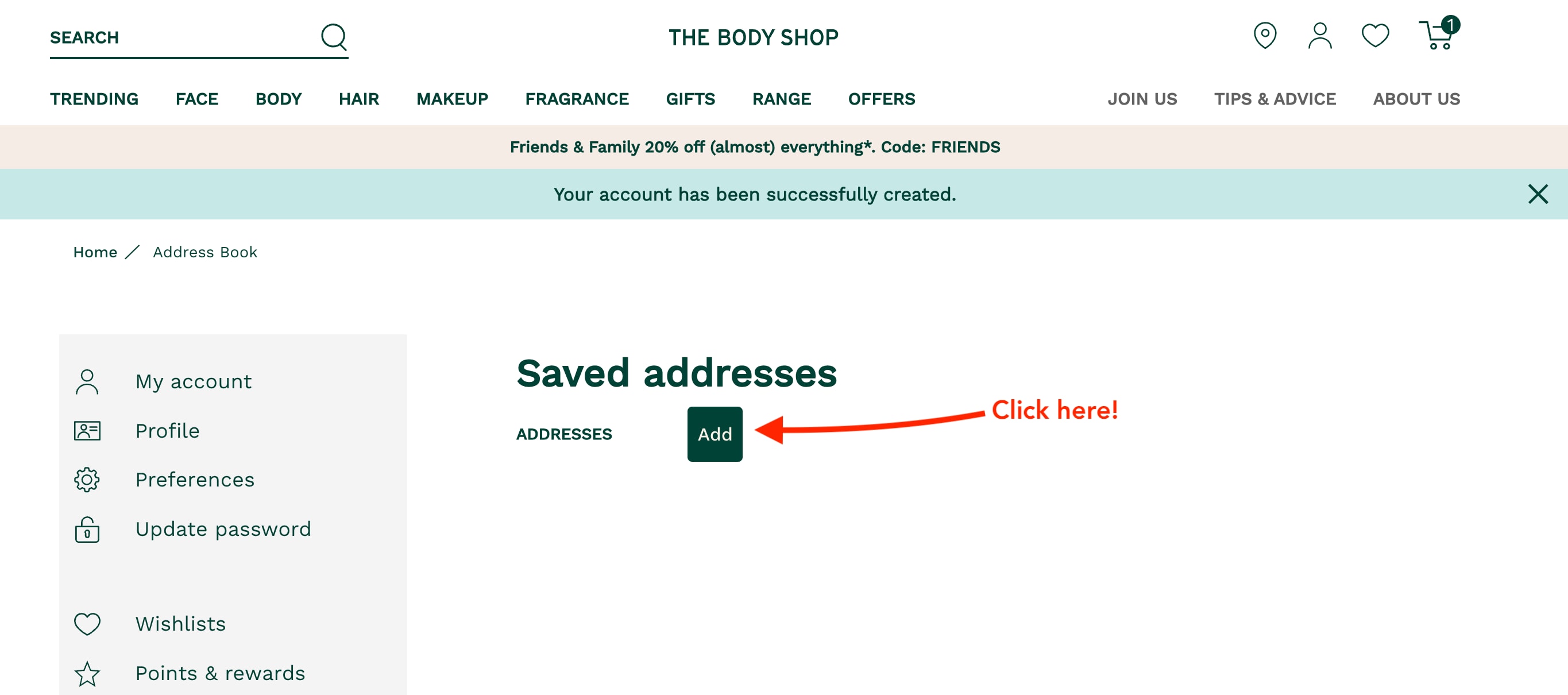 Add MyUS Address to The Body Shop Member Checkout