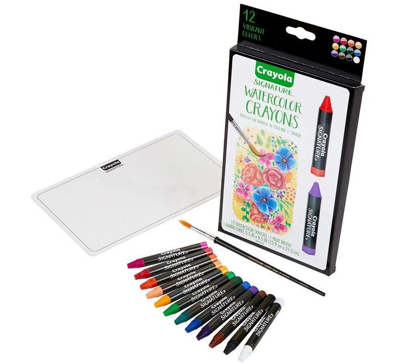 crayola watercolor crayons with 12 crayons and a blank canvas