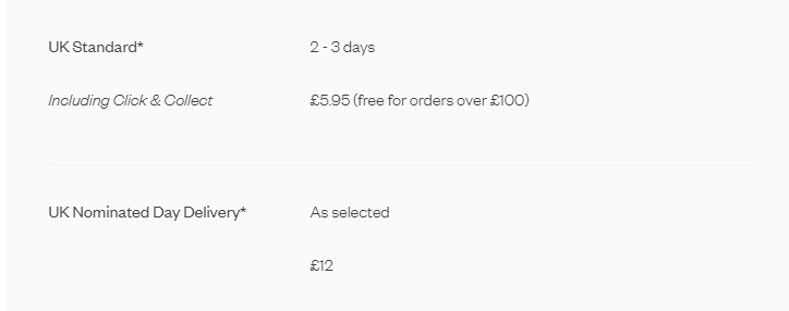 Harrods Shipping Prices