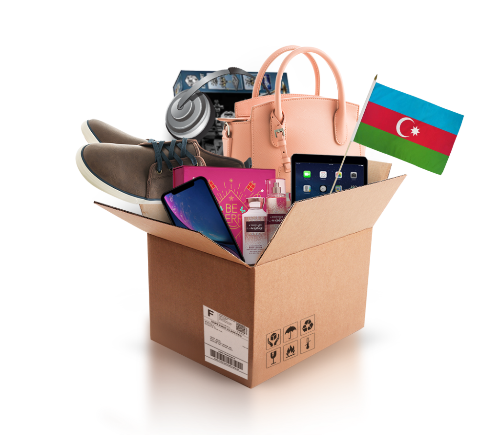 box with various products and the flag of azerbaijan