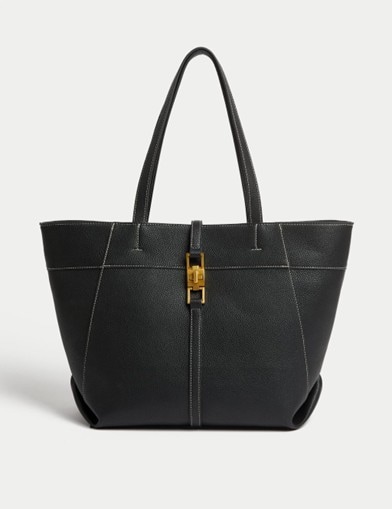 Black M&S Faux Leather Tote Bag