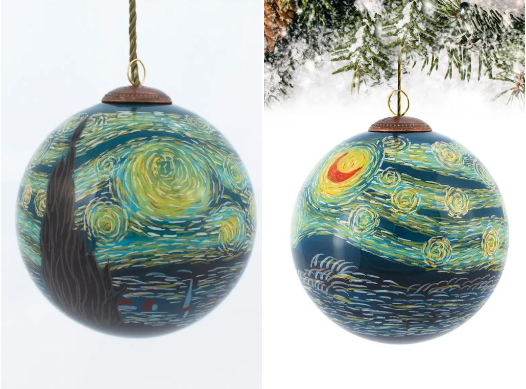 starry night glass holiday ornament