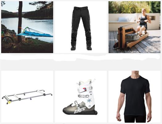 Camping gear, apparel, rowing machine, and ski boots from Touch of Modern
