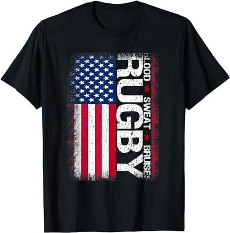 black American flag Rugby shirt with blood, sweat, and bruises on the front