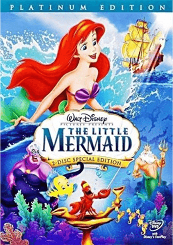 The Little Mermaid DVD Movie Platinum Edition DVD cover with Ariel , Sebastian, and evil sea queen