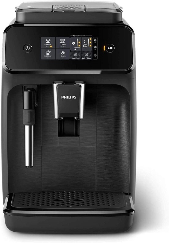 Philips 1200-Series Fully automatic espresso machine with milk frother in black