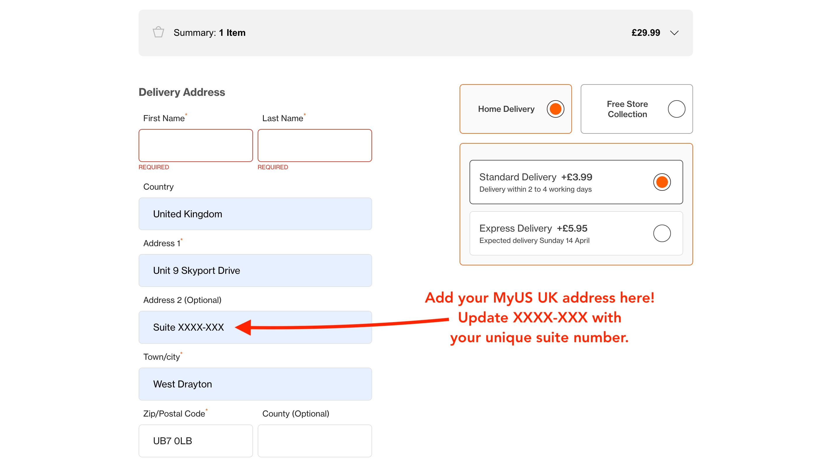 Add MyUS Address to Superdry Guest Checkout