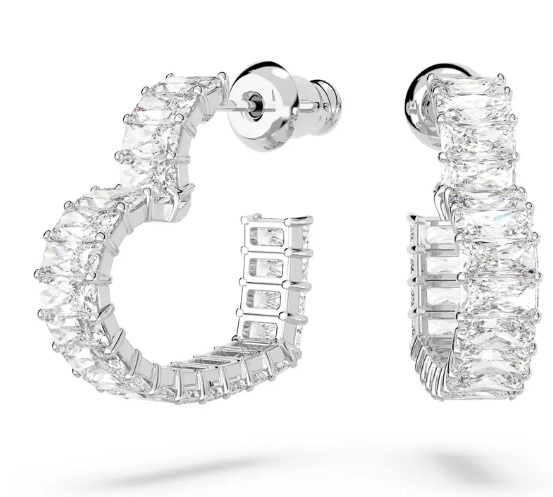 A pair of Swarovski’s Matrix heart-shaped hoop earrings