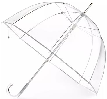 One Totes Clear Bubble Umbrella with a clear plastic handle and metal ribs and shaft