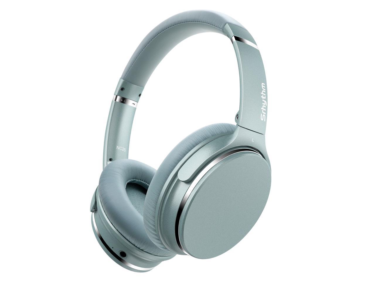 Light blue active noise cancelling over the head headphones by Srhythm